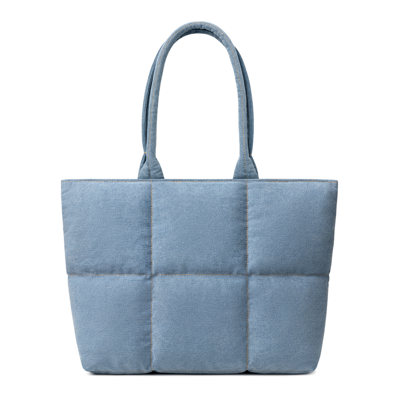 Askılı Puffy Laptop/Tablet Tote Çanta - Denim